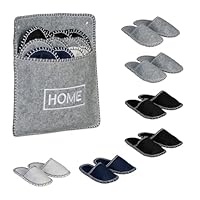 Relaxdays Gästehausschuhe 6 Paar, Hausschuhe Set mit Tasche, Größen 36-45, Filzpantoffeln, Antirutsch-Sohle, Mehrfarbig