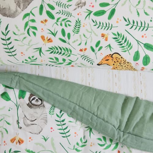 Image of Little Unicorn Toddler Bedding 3-Piece Set | Includes Comforter, Crib Sheet & Pillowcase | Soft & Breathable Muslin Fabric | for Convertible Cribs & Toddler Beds (Mighty Jungle)