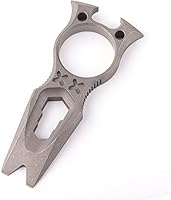 Vista 8 de Herramienta multiusos EDC de titanio con llave abrebotellas, función de barra de palanca, mini llavero portátil