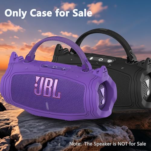 Image of Silicone Cover Case for JBL Charge 6 Portable Bluetooth Speaker Accessories, Charge 6 Speaker Protective Case with Shoulder Strap (Purple Cover)