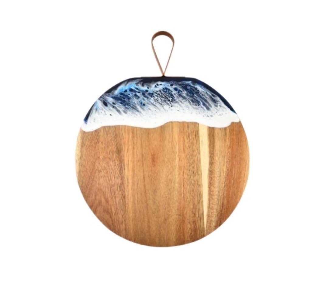 Tabla de Corte Profesional Tabla de Cortar de Madera con Mango, Tabla de Cortar Decorativa, Tabla de Servir de Madera para Pizza, Queso, Carne y Fruta Resistente y Antideslizante(30 * 38cm)