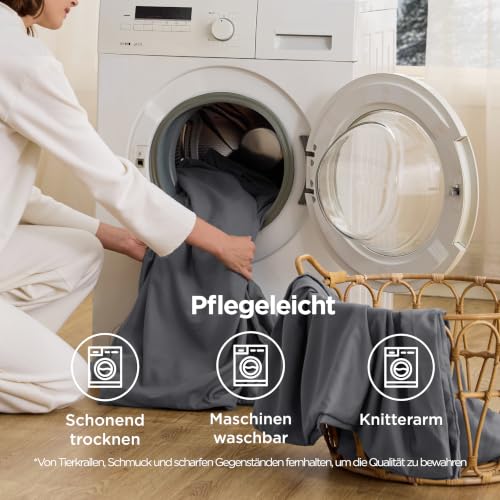 BEDSURE Bettwäsche 135x200 2teilig Mikrofaser - Anthrazit, 80x80 Kissen – Ansicht 5