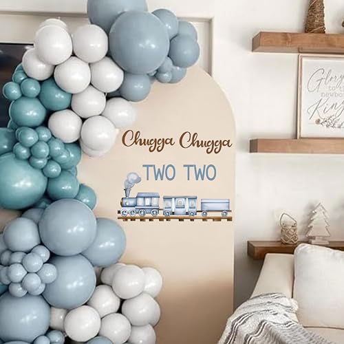 Capiont Chugga Chugga Two Two Decal -Train Theme Birthday Party Decorations Sticker, 2nd Train Birthday Decorations for Boys,Balloon Arch Decor (Chugga Two Train Blue)