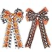 Bimkole Halloween Wreath Large Bow Holiday Black Buffalo Plaid Pumpkin Ghost Patterns Gift Maple Leaf Bows for Home Indoor Outdoor Basket Halloween Party Decorations(2piece)