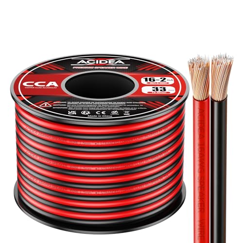 Acidea Câble Audio pour Enceintes - 2 x 1.5mm² - 10m Câble de haut-parleur en CCA Cuivre pour chaîne stéréo, enceinte isolé etc Ligne Audio jumelée