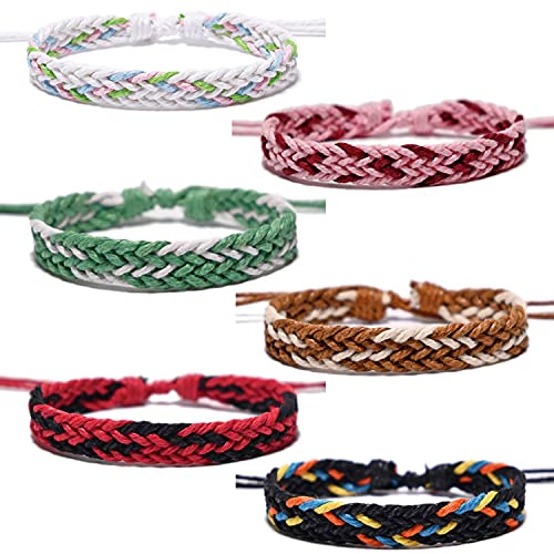Carykon 12 Pcs Friendship Bracelet Hand-Woven Cotton And Linen Bracelet Adjustable Size 6-11 Inches Unisex(Courage) #TOP2