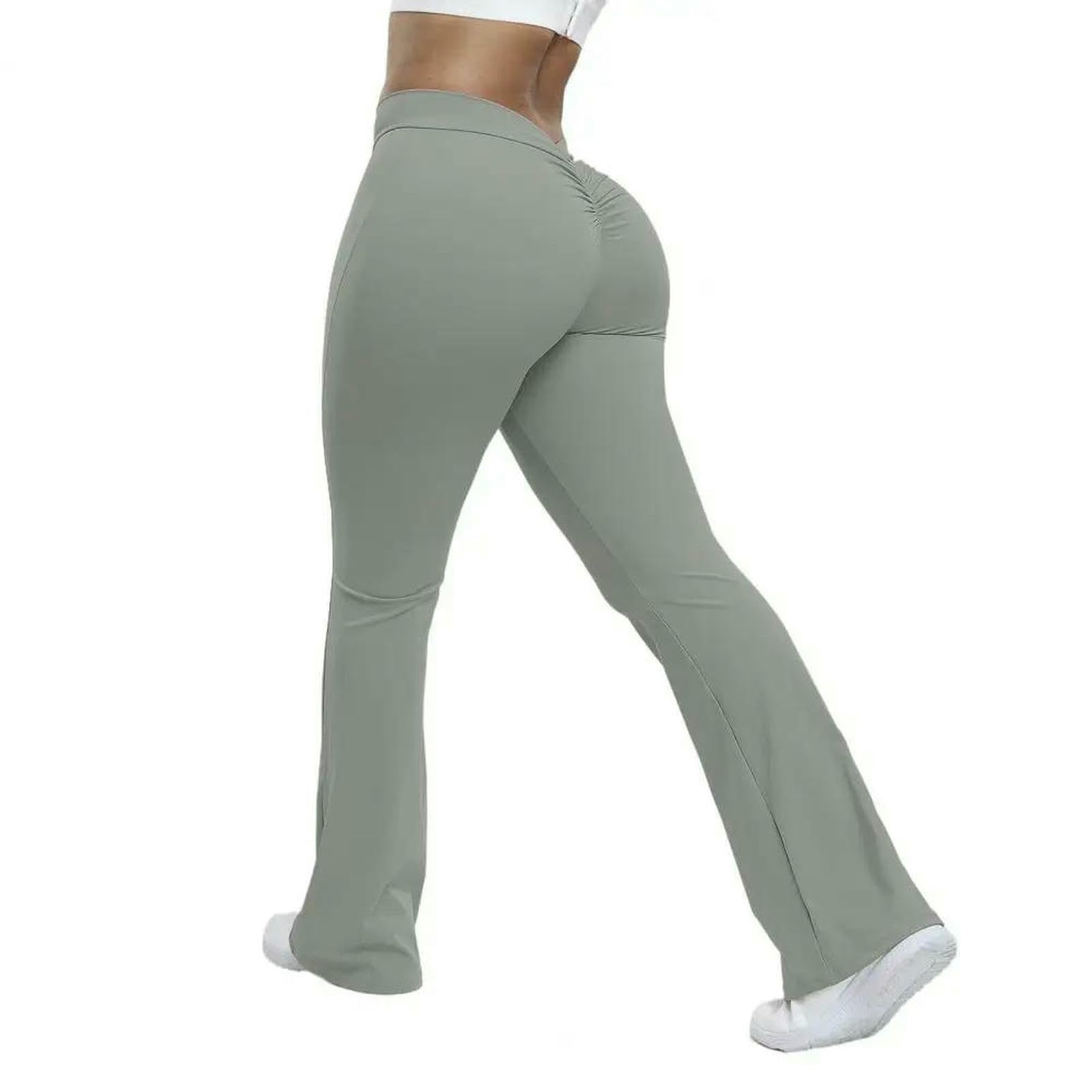 Legginsy dla kobiet UK joga rozkloszowane fitness push up wysoka talia szerokie nogawki bezszwowe spodnie treningowe siłownia elastyczne rajstopy ćwiczenia spodnie sportowe, Mleczny biały, XL