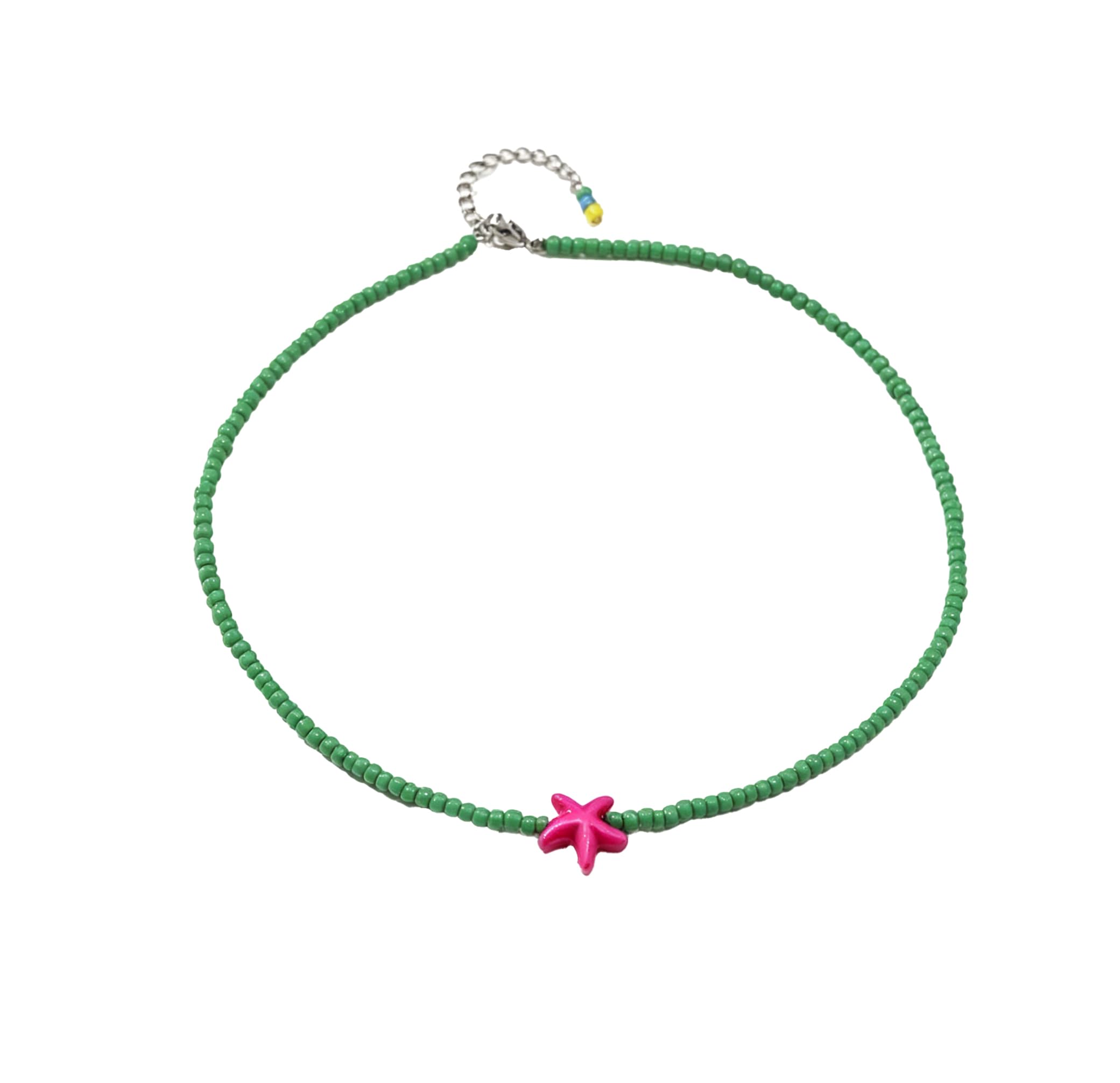 Seed Bead Choker Necklace for Women Bohemian Tiny Beads Choker Colorful Rice Bead Starfish Choker Summer Surfer Beach Necklace Jewelry Gift