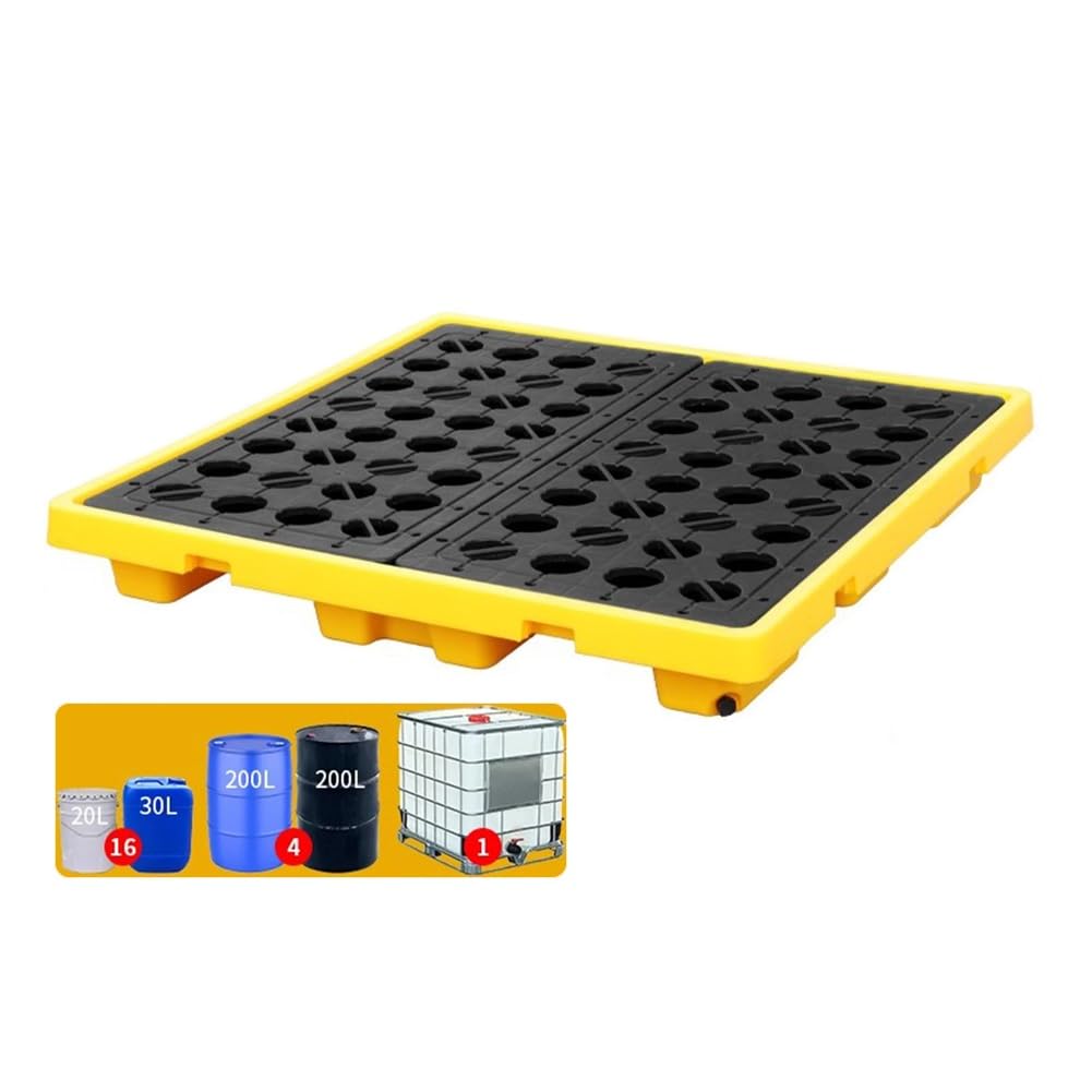 JKJZSALJ Spill Containment Pallet,Modular Spill Containment, Spill Containment Pallet, Oil Drum Spill Prevention Platform, Anti-Leakage, 17 Sizes,Yellow,128 * 128 * 17cm