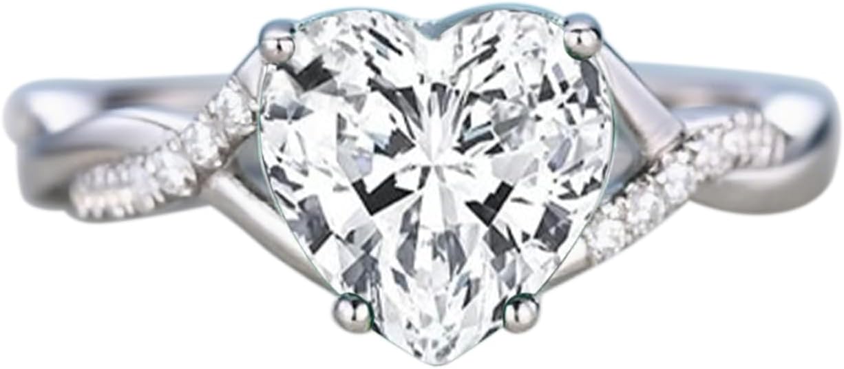 1 Carat Heart Shaped Gemstone Ring for Women, Custom 10K/14K/ 18K Solid Gold Bridal Birthstone Engagement Rings Infinity Art Deco Wedding Promise Band Jewelry Gifts for Her