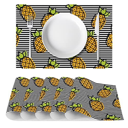 Sets de table à rayures Pinaapple imperméables et résistants à la chaleur - 3