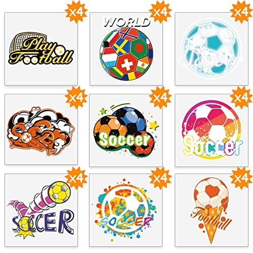 Metker Soccer Sports Waterproof Temporary Tattoos,140 Piece Individual Temporary Tattoo Stickers For Adults,Kids,Soccer Fans,Perfect For Soccer Parties, Group Events,Soccer Face Stickers,Gift Bag Fillers,Soccer Theme Birthday Party Decorations #TOP4