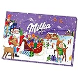 Milka Adventskalender 1 x 200g, Mit Schokoladenfiguren mit Milchcrèmefüllung, Zwei zufällige Designs