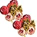 Ogrmar Vintage Artificial Peony Silk Flowers Bouquet for Decoration (Dark Pink x2)
