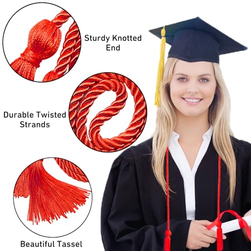 Image of Graduation Honor Cords Red Graduation Cords with Tassels, 67 inch Long for Graduation Students