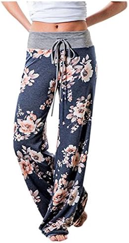 Aifer Women’s Comfy Casual Pajama Pants Floral Print Lounge Drawstring Palazzo Long Wide Leg Pants
