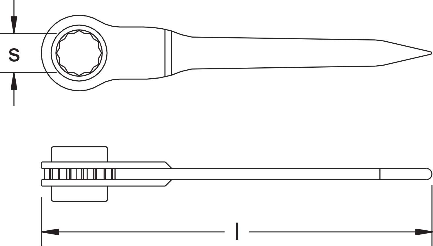 CS Unitec | Non-Sparking Ratchet Wrench | Pointer End | 1-3/16 in. Socket | TUV Certified | Aluminum Bronze | Non-Magnetic | Corrosion Resistant | EX504S-015UA