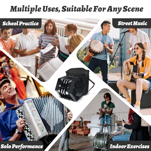 Rowadtim Concertinas,20-key accordion for adults, professional accordion for beginners, adjustable hand straps, instrument accessories (BLACK)
