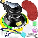 Air Orbital Sander, 6” Pneumatic Dual Action Palm Rotary Disc Polisher,6 Inch Air Random Orbit Sander 12000 RPM