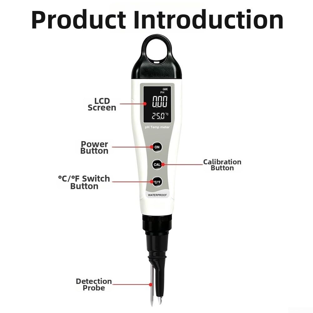 Medidor de pH Digital Portátil con Temperatura para Suelo