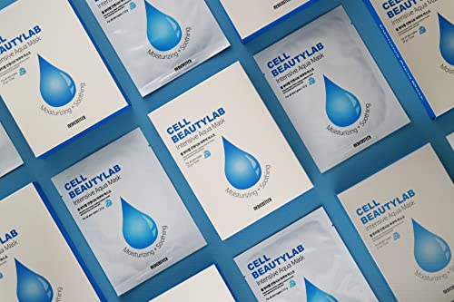 Cell Beautylab Intensive Aqua Mask 10 Pack, Hydrating, Moisturizing And Soothing Face Sheet Mask For All Skin Types, Hyaluronic Acid, Panthenol, Shea Butter, Jojob Oil, Witch Hazel Contained #TOP4