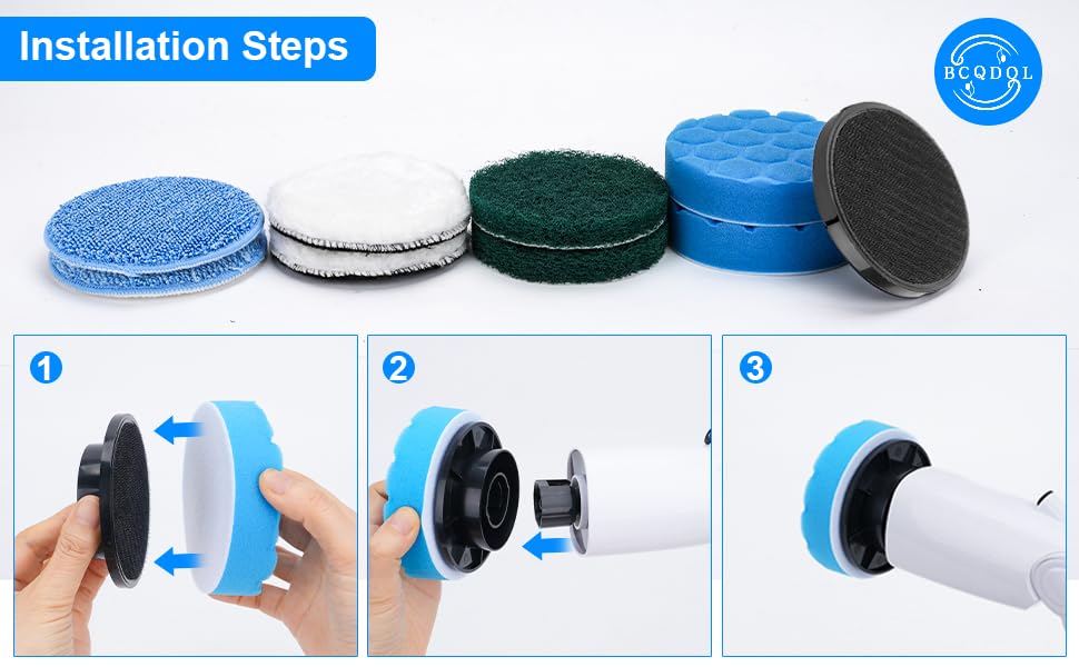 Image of Electric Spin Scrubber Replacement Brush Heads Set, 8 Pieces, Multiple Brushes for Bathroom,Kitchen,Glass, Leather, Car Cleaning