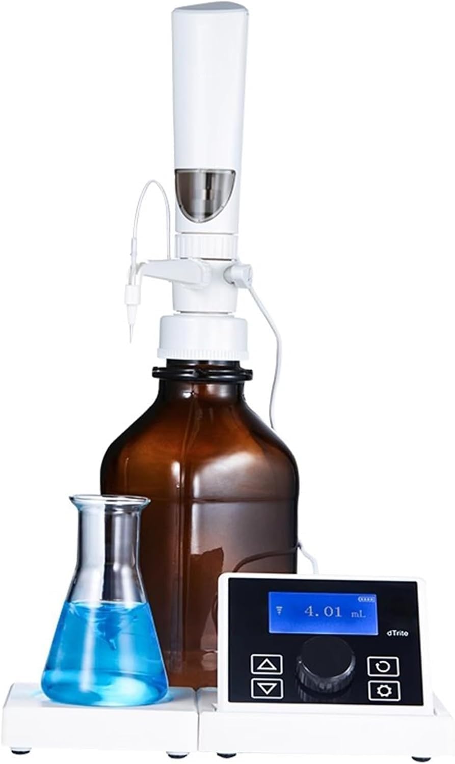 Flaschenaufsatzbürette aus Polypropylen, digitaler Flaschenaufsatzspender, 0,01–99,99 ml einstellbares Volumen, 16-Gang-Geschwindigkeitseinstellbereich, ohne braune Flasche.