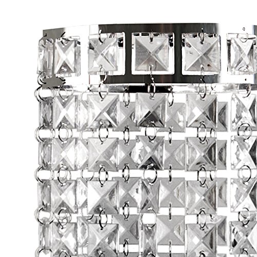 Tadpoles Faux Crystal & Cylinder Shade In Chandelier Style | 7" X 7" X 10" | Easy Plug-In Installation | Works With All Basic E26 Light Bulbs | Made With Chrome Frame & Acrylic Beading #TOP2