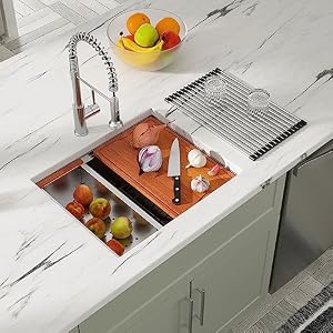 Dcolora 23 Undermount Small kitchen Sink Workstation 16 Gauge Stainless Steel Prep Wet Bar Sink with Ledge Deep Single Bowl Utility Sink, Round Corner, 23"x19"x10", DC-U7705 Dcolora 23 Undermount Small kitchen Sink Workstation 16 Gauge Stainless Steel Prep Wet Bar Sink with Ledge Deep Single Bowl Utility Sink Round Corner 23x19x10 DC U7705