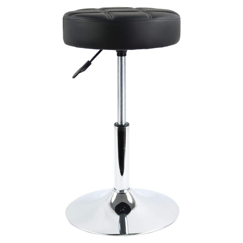 FURWOO Stool Round Thick Padded Cushion Leather Shop Stool Height Adjustable Stool Counter Stool Swivel Desk Stool Chair for Office Home Bar Stool Salon Stool(Black)