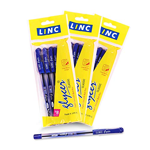 Image of Linc Glycer (0.6 mm) Ball Pen, Black, (15pcs) Glycer (0.7 mm) Ball Pen, Blue, 15 pcs