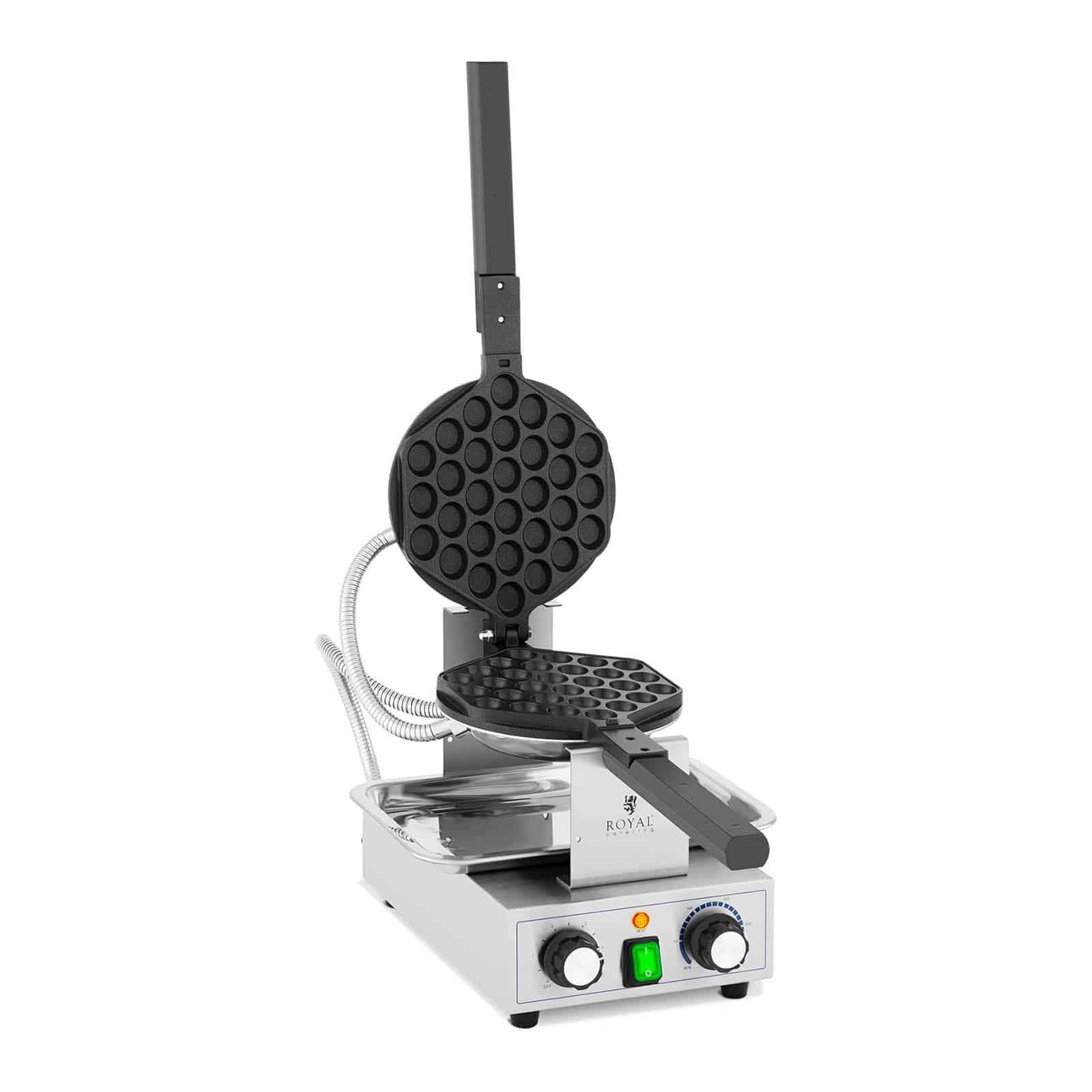 Royal Catering Gaufrier Bubble Pivotant Appareil À Graufres Bulles 1400w RCPMW-1400K (1 400 W, 50-250 °C, Minuterie 0-5 min, Alu & Inox)