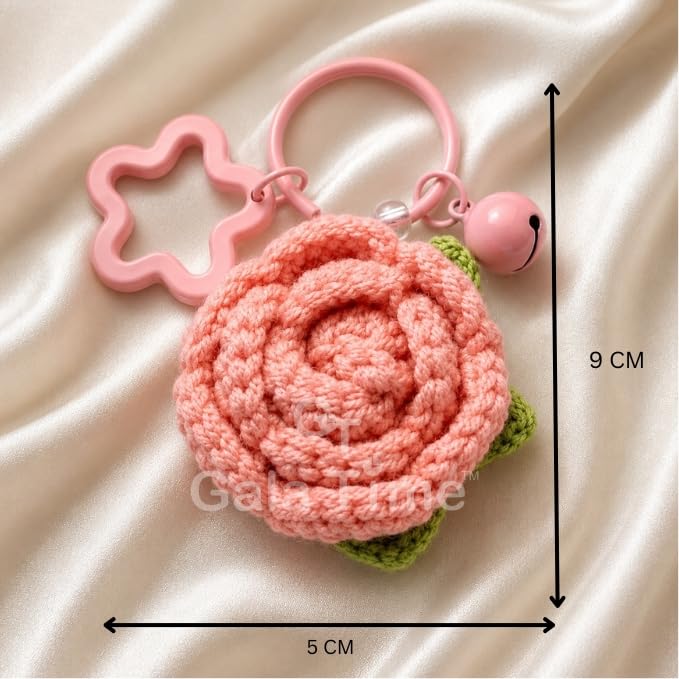 Image of Handmade Crochet Flower Keychain for Bags Keys Purse Backpack Cute Aesthetic Yarn Keyring Bag Charm Handmade Soft Thread Flower Keychain for Girls Women Kids Gifting and Daily Use