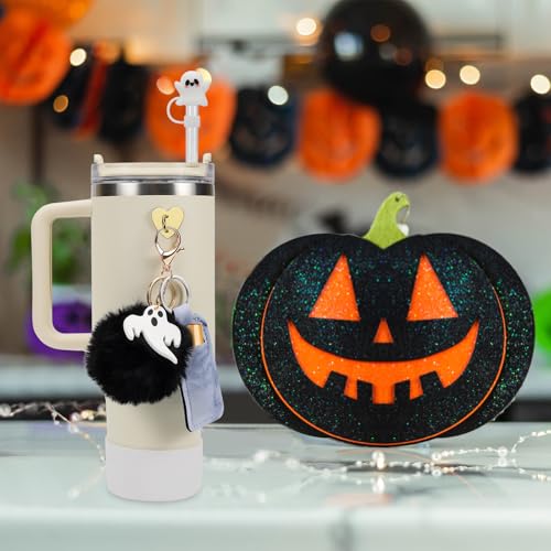 Stanley Cup Halloween Accessories Set - Silicone Straw Cover, Boot, Lipstick Holder, Charms for 40oz & 30oz Tumbler (Pumpkin) - image 5