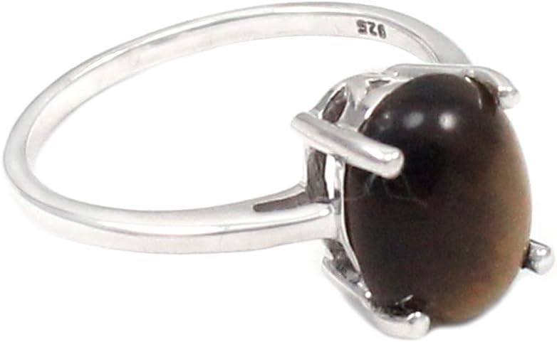 Goyal Impex Women Tiger Eye Gemstone Ring Size-14 Solid 925 Sterling Silver Jewelry RE38