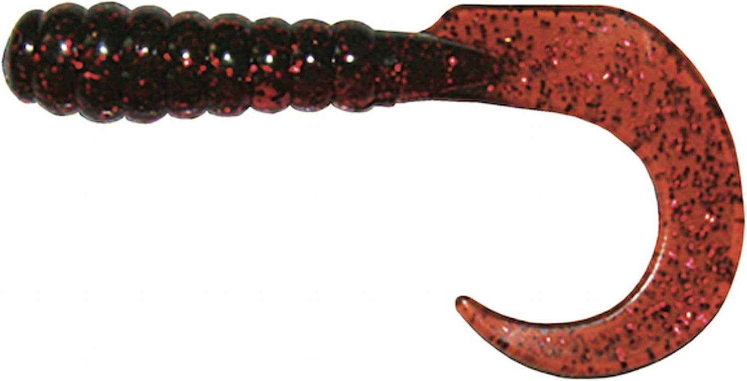 2" CURL Tail GRUB/Motor Oil FIRE (10 Pack) Fishing