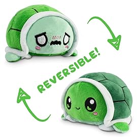 TeeTurtle - The Original Reversible Turtle Plushie - Kawaii + Worried Green - Cute Sensory Fidget Stuffed Animals That Show Your Mood