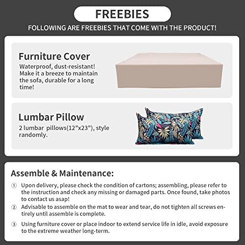Patio Sectional Sofa Set 7 Pieces Outdoor Wicker Furniture Couch Adjustable Storage Table With Thicken(5") Peacock Blue Non-Slip Cushions Furniture Cover Brown Pe Rattan #TOP4