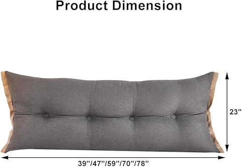 Miniatura 3 de Almohada larga con funda extraíble, almohada de lectura grande para sentarse en la cama, cabecera suave para adultos, almohada para respaldo, cojín