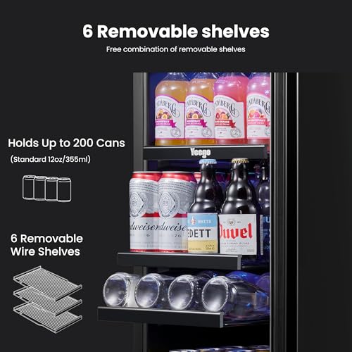 Yeego 15 inch Built-In Beverage Refrigerator (2 Pack) – Compact Drink Cooler with Glass Door, Auto Defrost Mini Wine & Beer Fridge for Cans and Bottles, Under Counter & Freestanding - Image 2