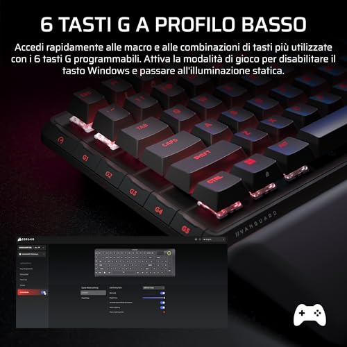 VANGUARD 96 Tastiera Meccanica da Gioco con Cavo – Layout al 96%, interruttori lineari MLX Plasma, polling a 8000 Hz, display LCD, Virtual Stream Deck, SOCD Flashtap, QWERTY IT – Nero - Tastiera gaming - Immagine 9
