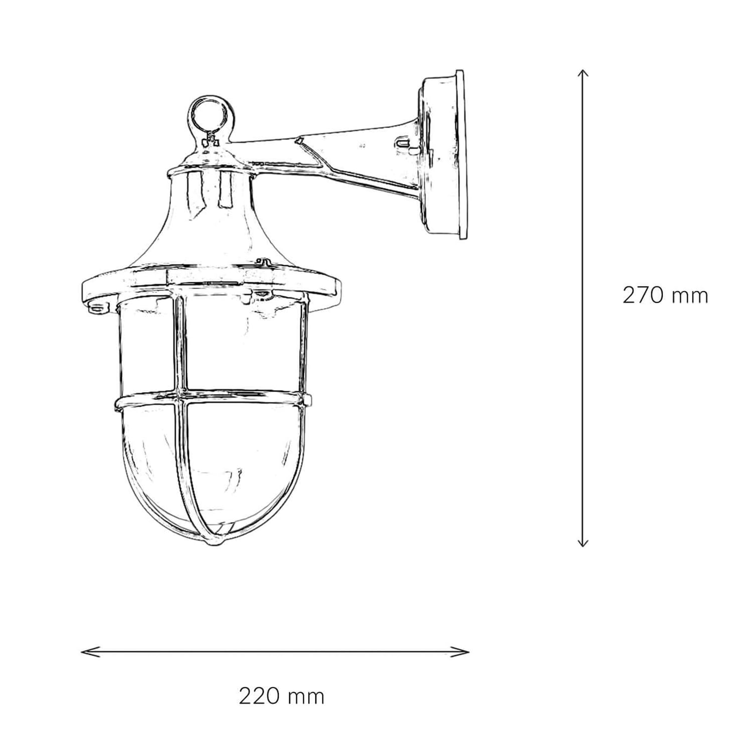 Zewnętrzna lampa okrętowa, mosiężna, niebieska, zewnętrzna lampa ścienna morska, nostalgiczna, rustykalna, IP64, D:22 cm E27, dom, ogród, lampa tarasowa