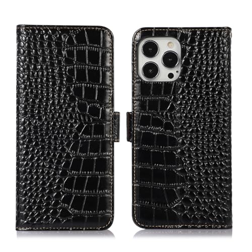 Étui iPhone 16 Plus à rabat en cuir noir idéal pour le bureau et les sorties