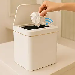 Lixeira Automática 11L Com Sensor De Movimento Higiênica Para Banheiro E Cozinha, Pia Cozinha, Quarto e Escritório,Lixo Com Tampa Inteligente, Abertura Rápida, Resistente à Umidade IPX5