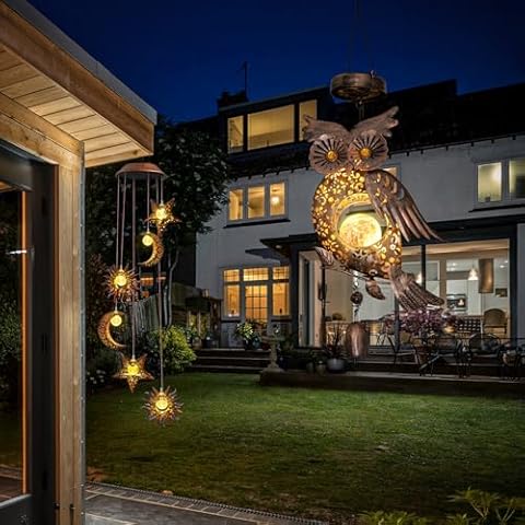 Solar Wind Chimes for Outdoor Lights Decorations Hanging Decor Outdoor Memorial Sympathy Wind Chimes for Garden Patio Balcony Birthday Womens Gifts Cover