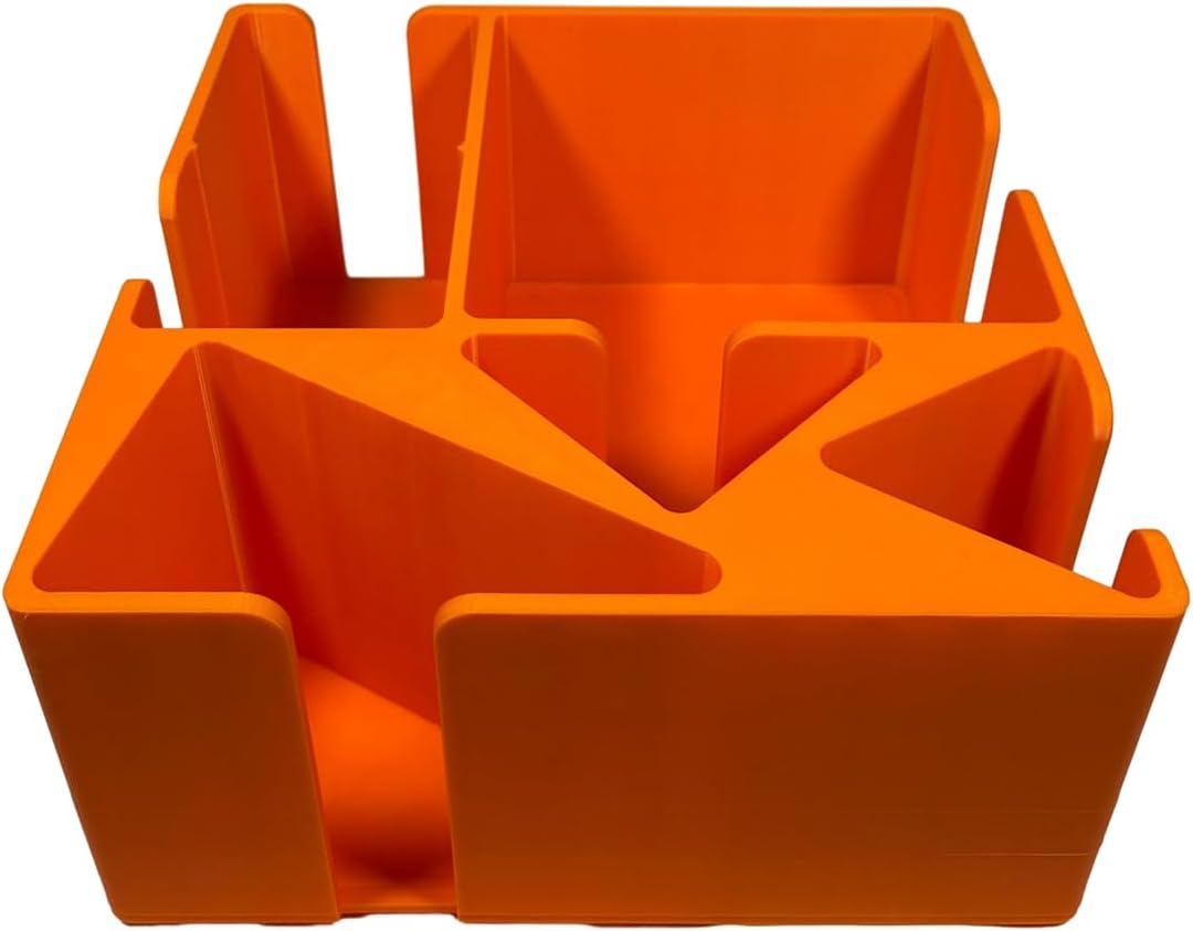 Magnetic Tiles Storage Organizer, Shape-Sorted Toy Box, Stackable, 102-Piece Capacity, Playroom & Classroom (Orange)