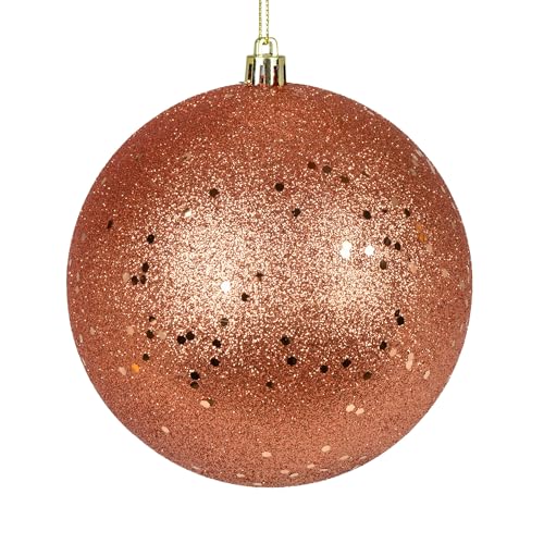 Vickerman 6" Coral Sequin Ball Ornament. Includes 4 Ornaments per Pack.