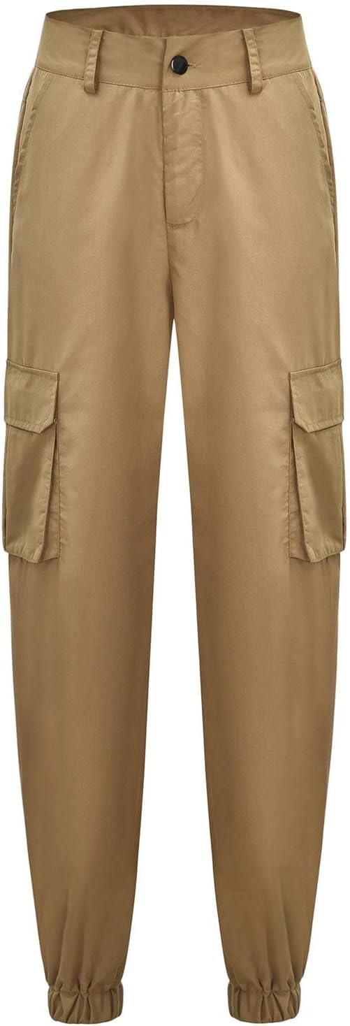 DGHM-JLMY Ladies Casual Cargo Pants Outdoor Solid Color Elastic High Waisted Baggy Jogger Casual Baggy Jogger Workout Pants