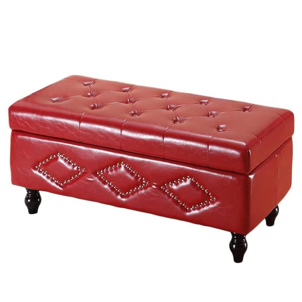 Siège en cuir PU carré pliable avec couvercle amovible et rangement pour salon