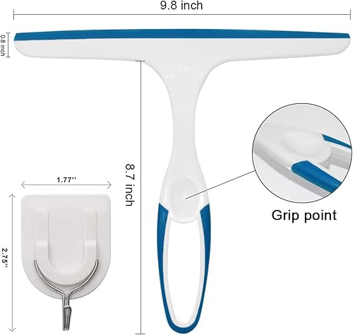 Miniatura 4 de Paquete de 3 escobilla de goma para ducha, escobilla de goma para puerta de ducha con 3 ganchos de ducha, escobilla de ducha con agujero para